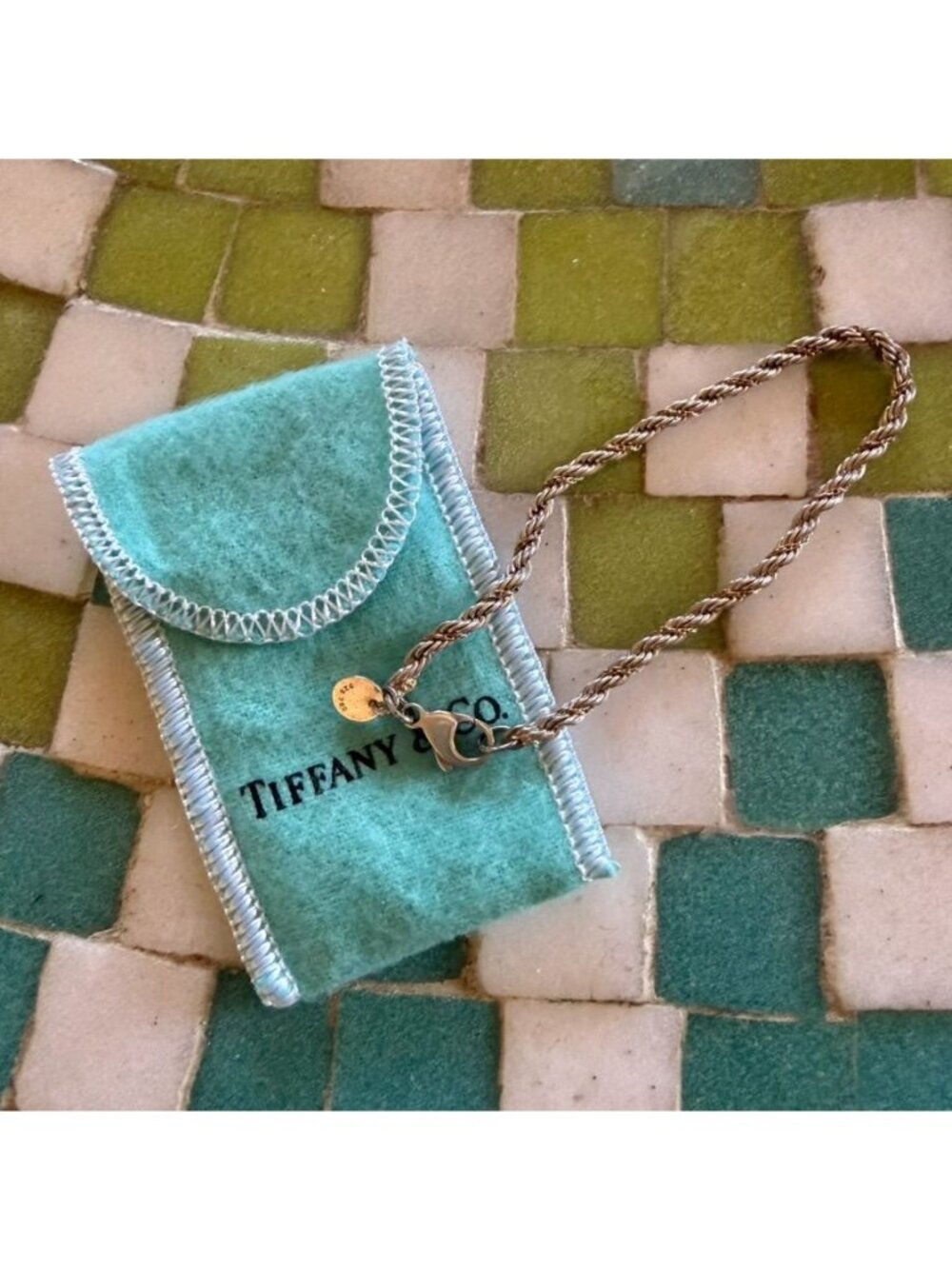 Tiffany & Co. Sterling Silver & 18K Gold Twisted Rope Chain Bracelet Vintage